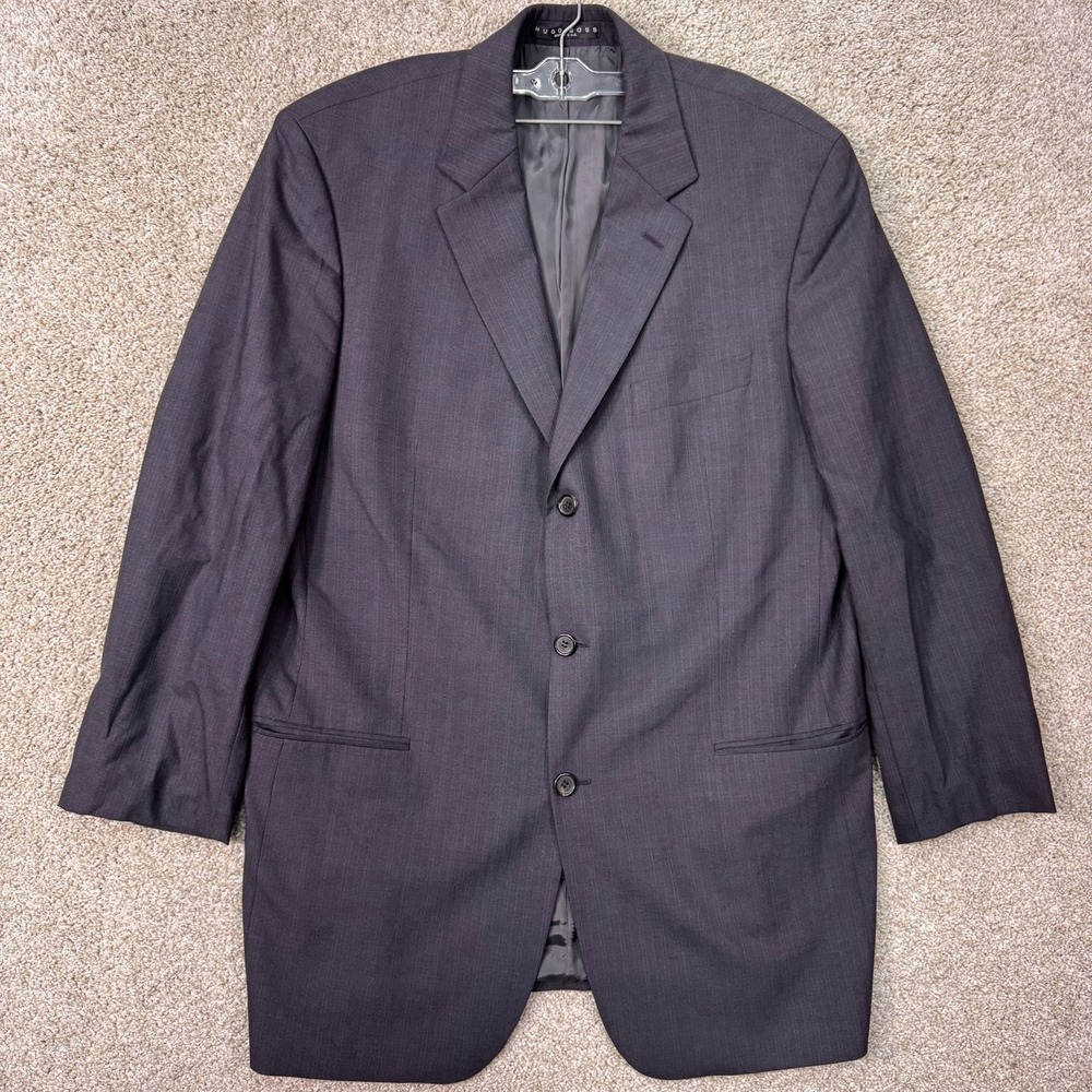 Hugo Boss Blazer Mens 44L Einstein/Sigma Charcoal Pinstripe Virgin Wool EUC